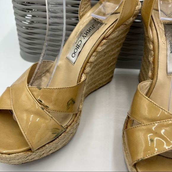 Jimmy Choo Phoenix Wedge Espadrilles Wedges Soze 38 Tan Beige - Picture 5 of 14